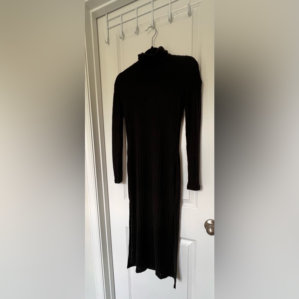 Long sleeve turtle neck dark grey almost black dress